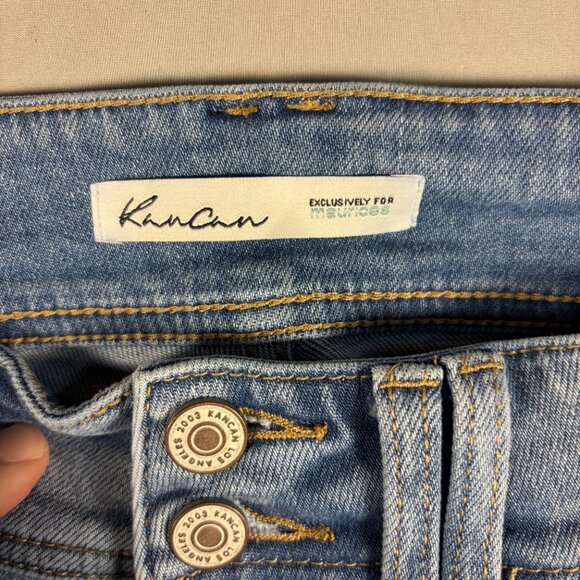 KanCan Mid Rise Bootcut Jeans Women’s Double Button Frayed Hem Denim - Picture 7 of 13